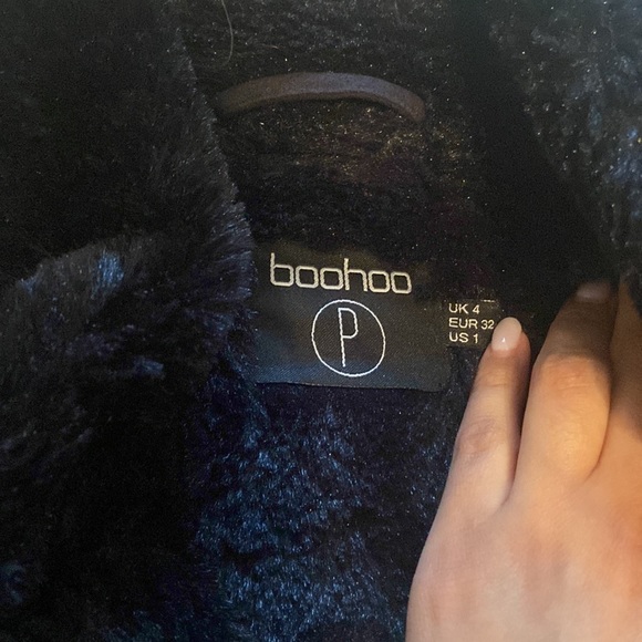 Boohoo black faux suede biker jacket size US 1 petite - Picture 2 of 8